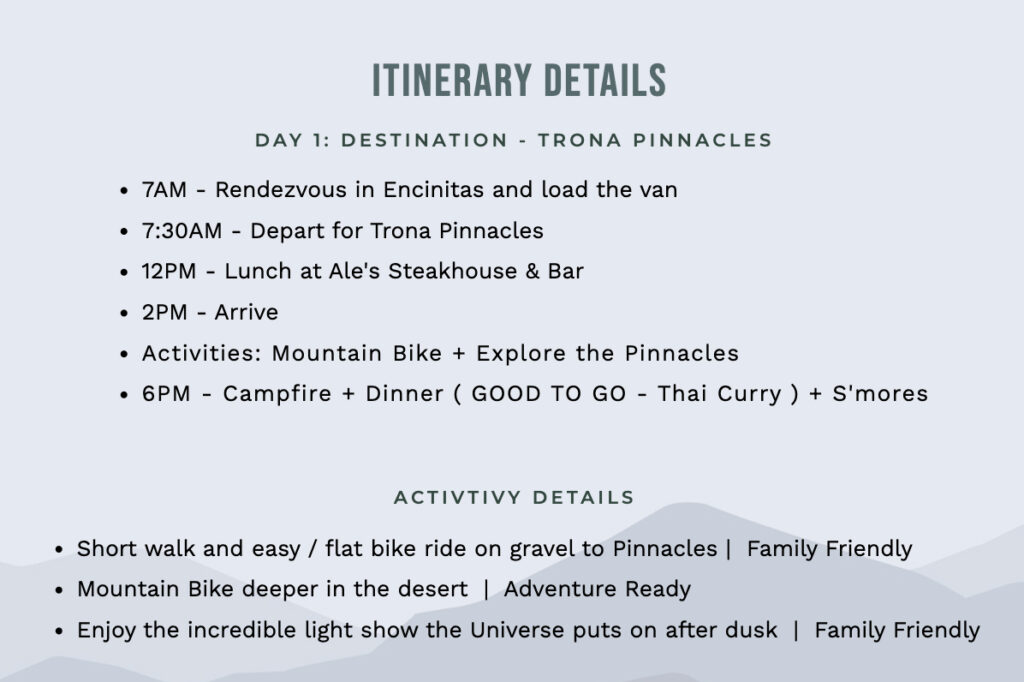 San Diego guided adventure trips in a van