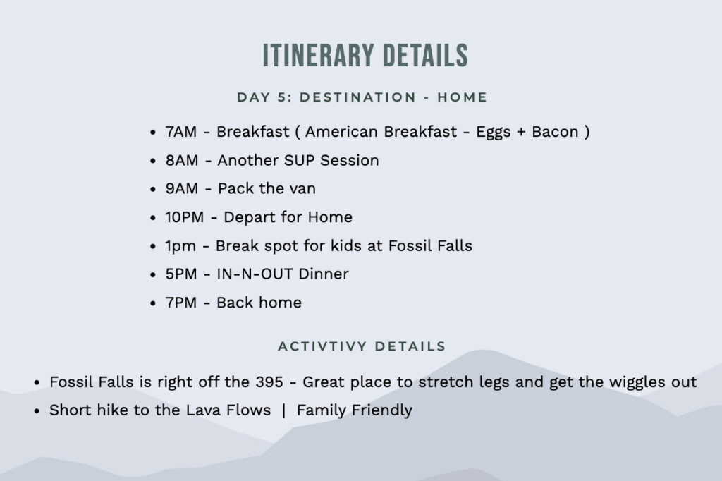 California guided adventure trips in a camping van to Eastern Sierras