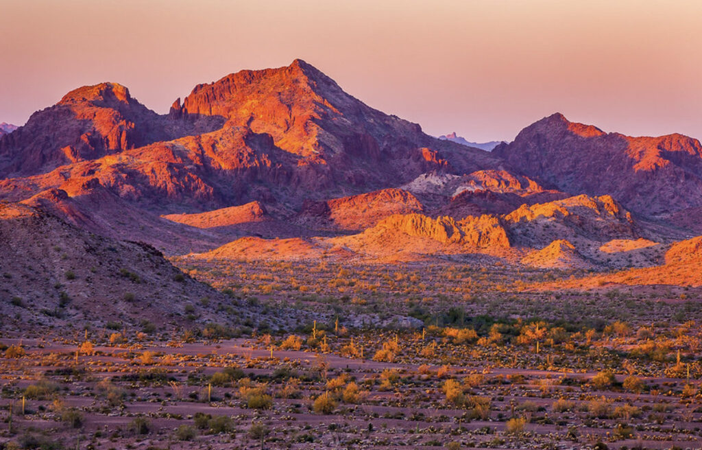 Kofa National Wildlife Refuge mountains view for van rental family road trip