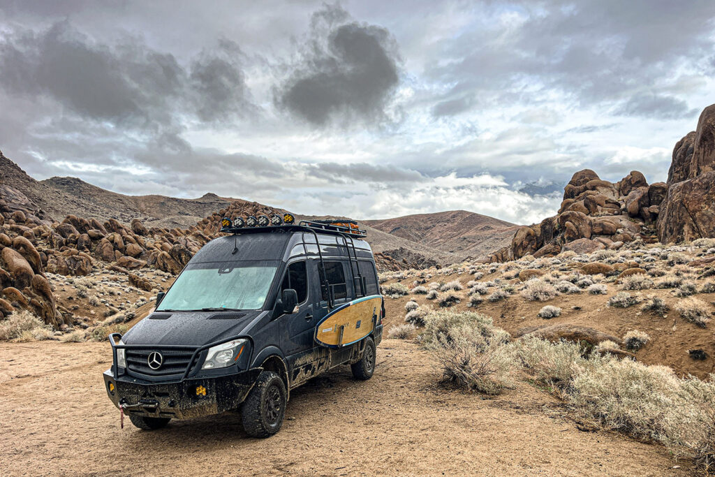 Alabama Hills van stormy photo near Lone Pine