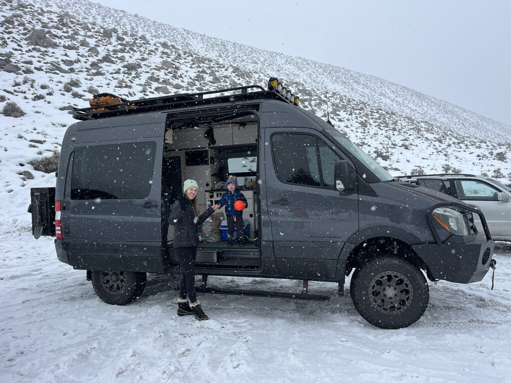 Eastern Sierras Big Pine Lakes Hike snowy mountain family image