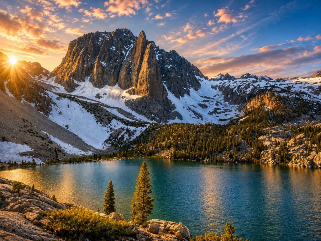 The famous Lake 2 with the Temple Crag on the Big Pine Lakes Hike